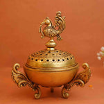 Brass Peacock Loban Dan with Stand (7 Inch)