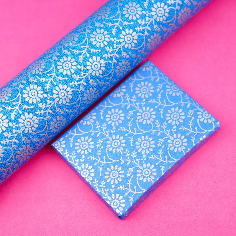 Blue Floral Wrapping Paper( Set of 5)