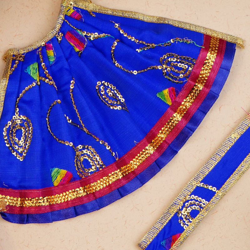 Blue and Hot Pink with Golden Lehenga Patka for Durga Mata (5 Inch)