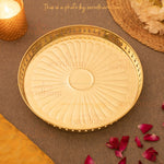 Brass Pooja Thali With Floral Design (11 Inch)