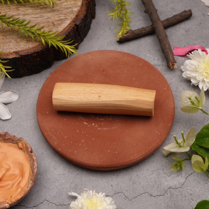 Chandan Stick and Stone | Pure Sandalwood Stick, 6" Rubbing Stone