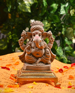 Clay Ganesha 4.5" with Decorative Trunk