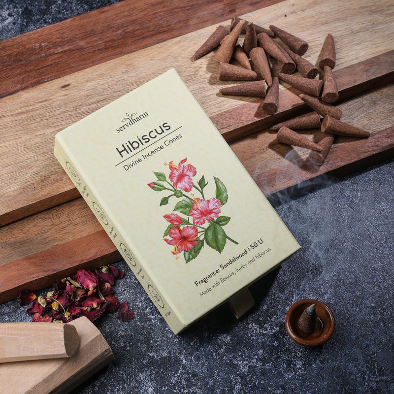 Hibiscus Divine Incense Cones | Fragrance : Sandalwood | Pack of 50