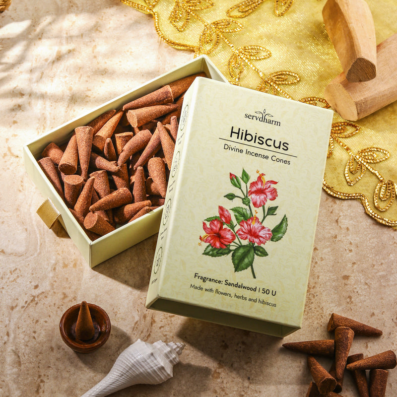 Hibiscus Divine Incense Cones | Fragrance : Sandalwood | Pack of 50