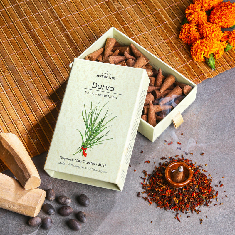 Durva Divine Incense Cones | Fragrance : Holy Chandan | Pack of 50
