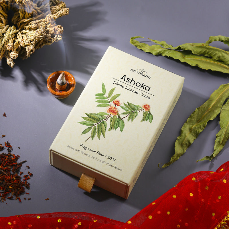 Ashoka Divine Incense Cones | Fragrance : Rose | Pack of 50