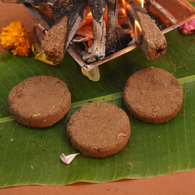 Cow Dung Cakes (Pack of 12 pcs) | Gobar Uple | Cow Dung For Hawan, Puja