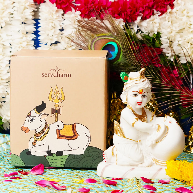 Marble Dust Makhanchor Kanha Idol 3.5 "