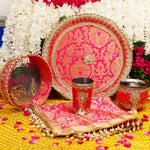 Purple Karwa Chauth Thali Set with Pearl Adornments | Luxury Edition | Set of 5