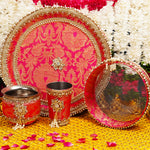 Purple Karwa Chauth Thali Set with Pearl Adornments | Luxury Edition | Set of 5