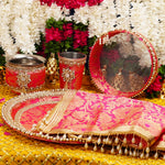Purple Karwa Chauth Thali Set with Pearl Adornments | Luxury Edition | Set of 5