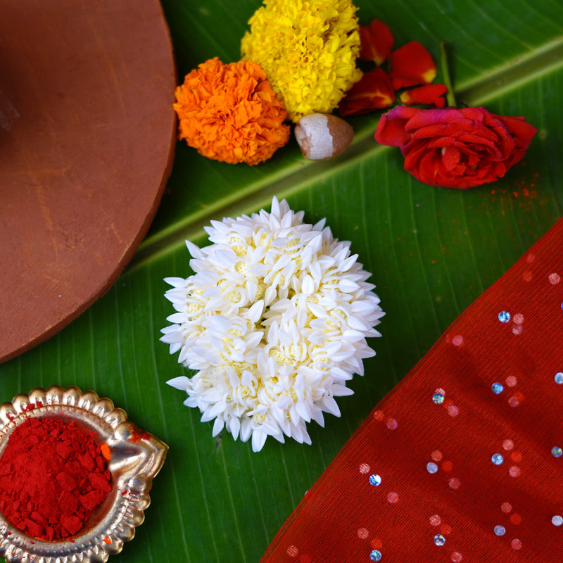 Pristine White Scrunchie Gajra | Artificial Festive Gajra