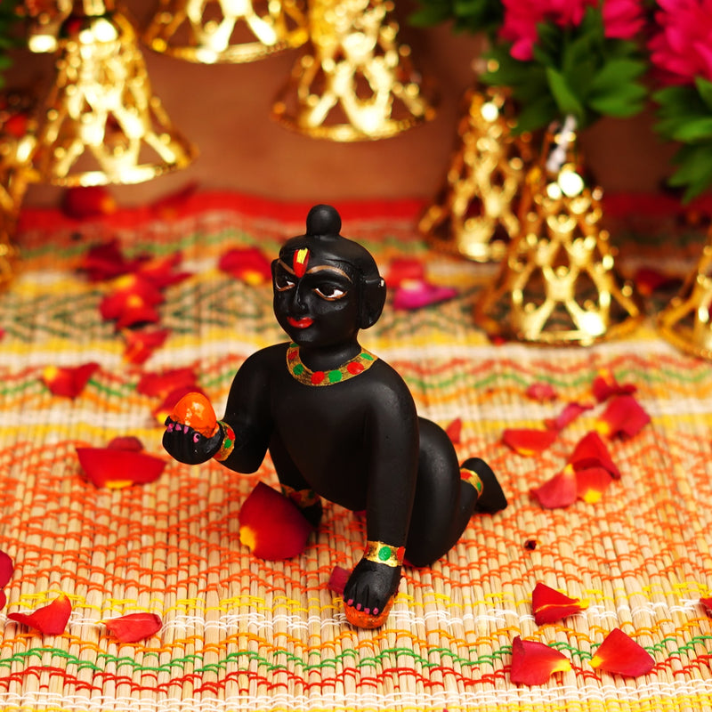 Black Resin Laddu Gopal Idol 4.5 Inch