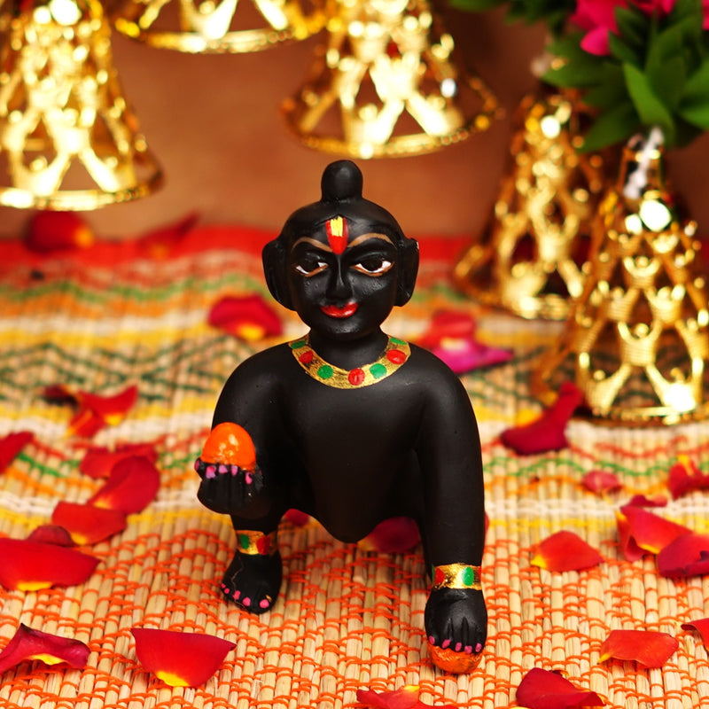 Black Resin Laddu Gopal Idol 4.5 Inch