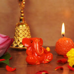 Orange Gifting Small Ganesha Resin Idol 2 inches