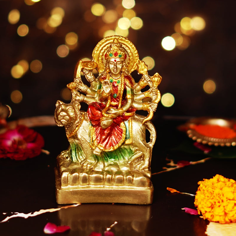 Antique Gold Maa Durga Resin Idol 5"