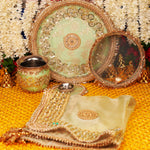 Sea Green Karwa Chauth Thali Set | Luxury Edition | Pack of 5