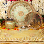 Sea Green Karwa Chauth Thali Set | Luxury Edition | Pack of 5