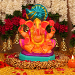 Vighnaharta  Pagdi Ganesha | Ganga River Mitti Idol 10 " | Dissolvable & Sustainable