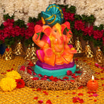 Vighnaharta  Pagdi Ganesha | Ganga River Mitti Idol 10 " | Dissolvable & Sustainable
