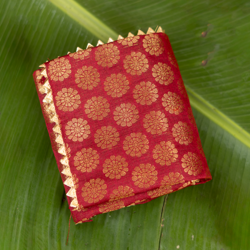 Maroon Brocade Festive Fabric Aasan 20x14 Inch