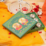 Ganesha Lakshmi Blessings Silver Plated Kuber Diya Gift Set (Set of 9 Diyas)