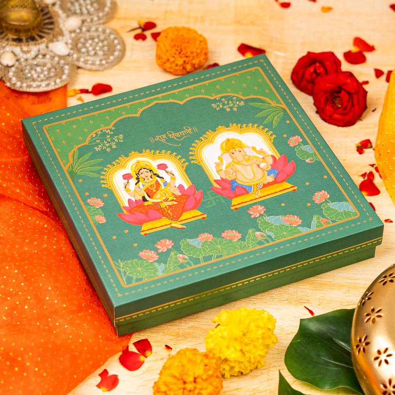 Ganesha Lakshmi Blessings Silver Plated Kuber Diya Gift Set (Set of 9 Diyas)
