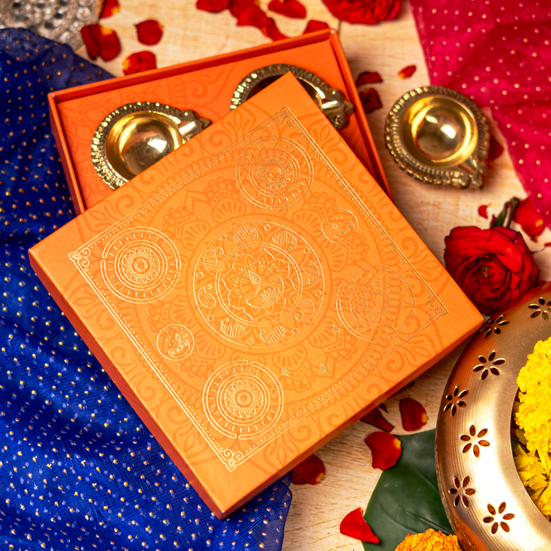 Lakshmi Diya Gift Box (Set of 4 Brass Diya )