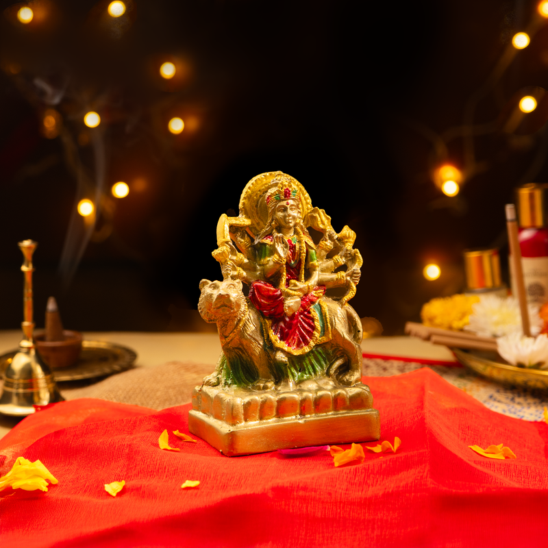 Antique Gold Maa Durga Resin Idol 5"