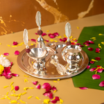 Silver Plated Rudraksha Pooja Thali Set with Premium Gift Box