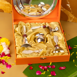 Silver Plated Rudraksha Pooja Thali Set with Premium Gift Box