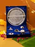 Pure Brass Silver Plated Designer Pooja Thali Set | 1.27Kg