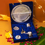 Pure Brass Silver Plated Designer Pooja Thali Set | 1.27Kg