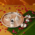 Pure Brass Silver Plated Designer Pooja Thali Set | 1.27Kg