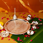 Pure Brass Silver Plated Designer Pooja Thali Set | 1.27Kg