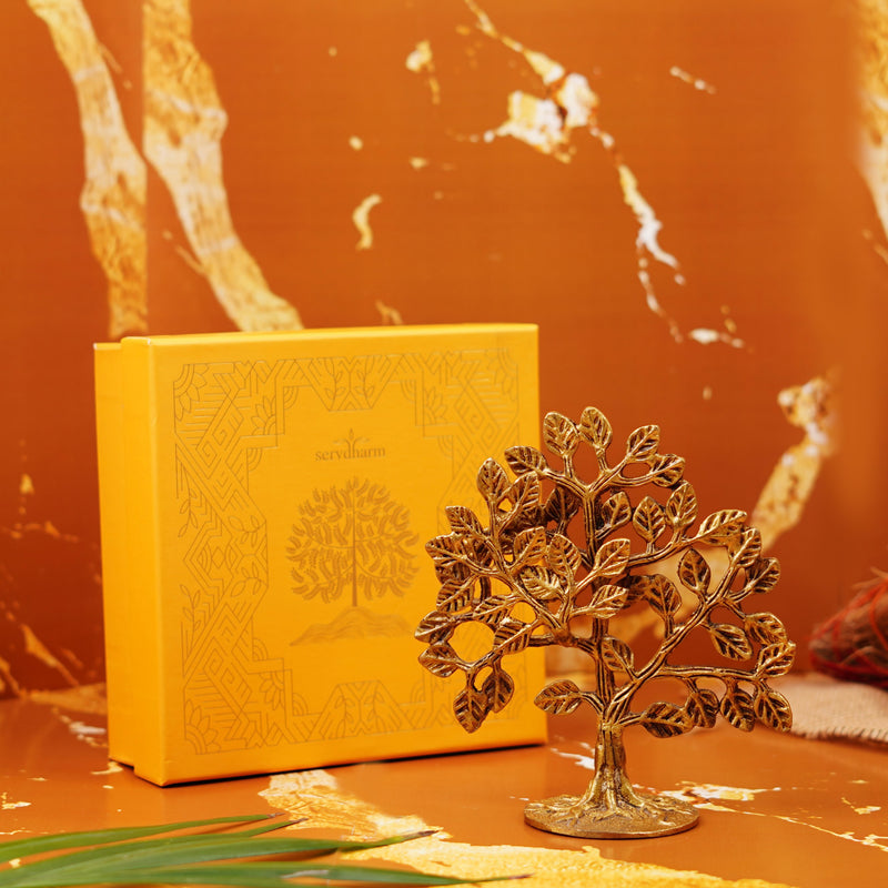 Beautiful Brass Kalpavriksha Tree for Home Decor and Gifting 6 Inch