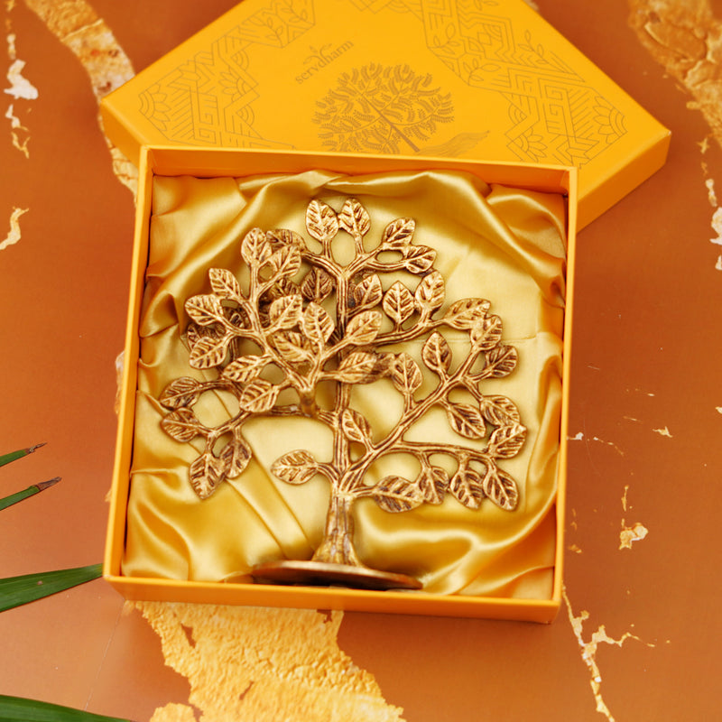 Beautiful Brass Kalpavriksha Tree for Home Decor and Gifting 6 Inch