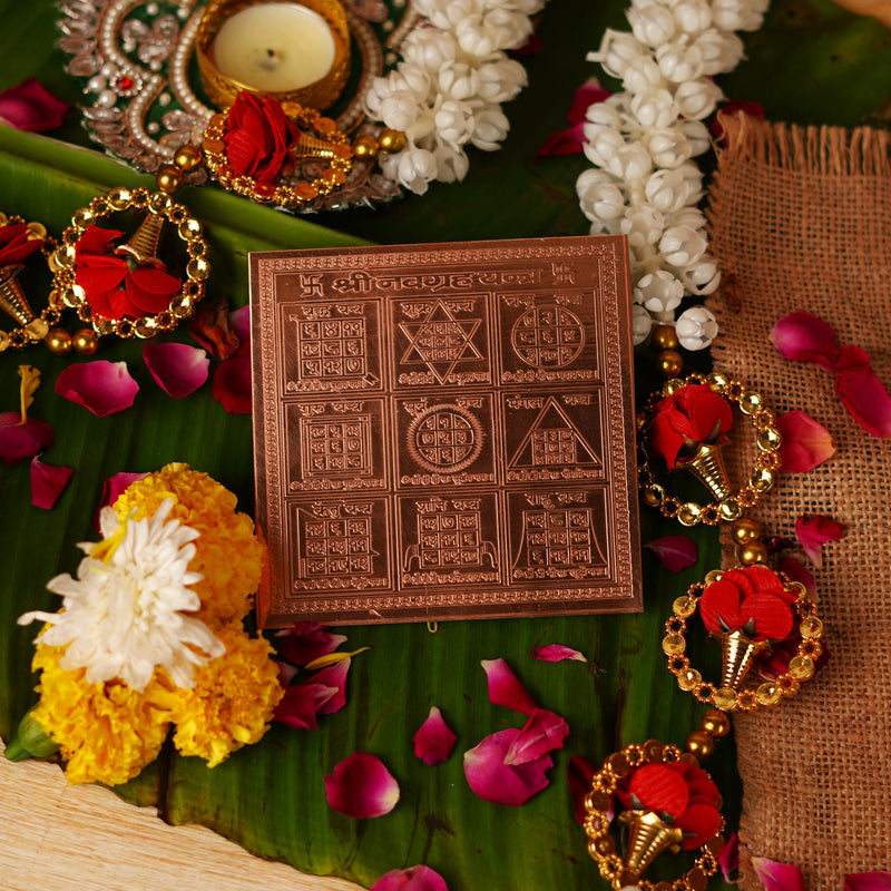 Copper Shri Navgrah Yantra 4*4 Inch