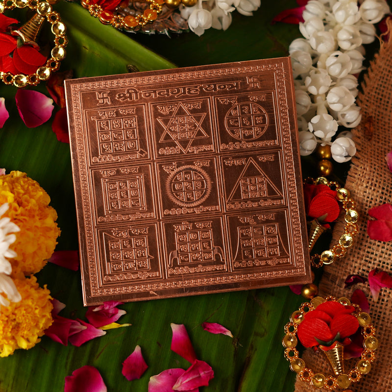 Copper Shri Navgrah Yantra 4*4 Inch