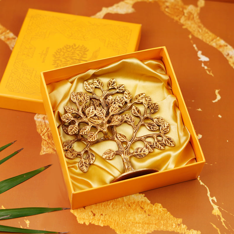 Beautiful Brass Kalpavriksha Tree for Home Decor and Gifting 6 Inch
