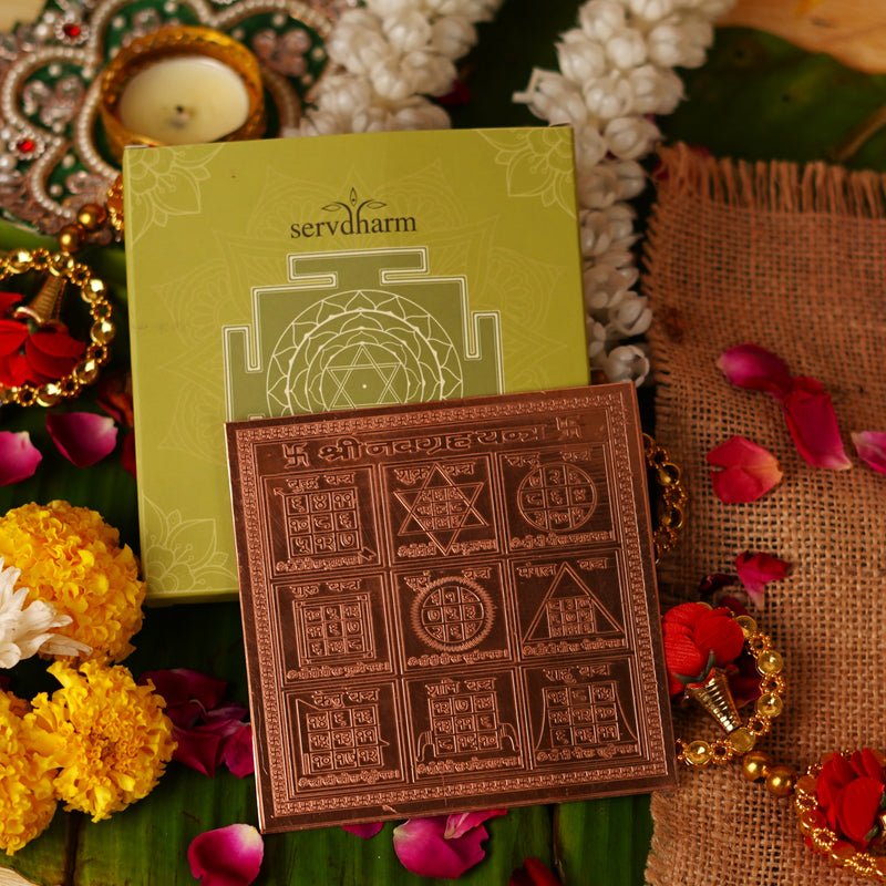Copper Shri Navgrah Yantra 4*4 Inch