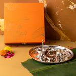 Pure Brass Silver Plated Mangal Kalash Thali Set 9"