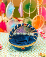 Navy Blue Bal Gopal Velvet Tokri Bed