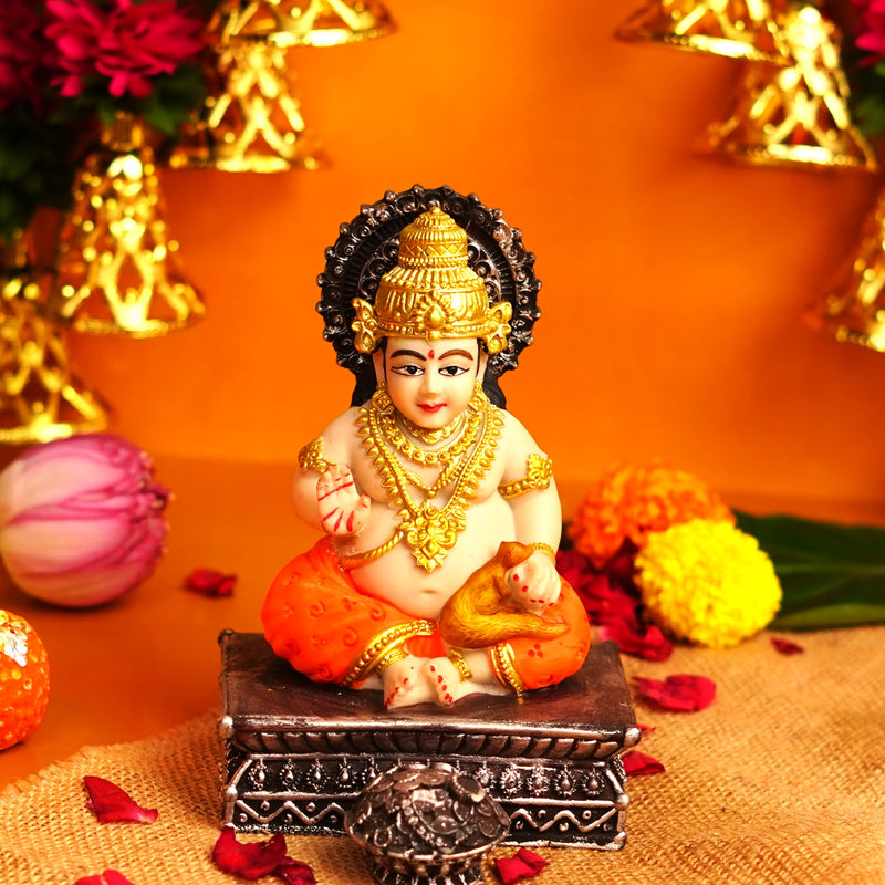 Lord Kuber Orange and Golden Resin Idol 6 Inches