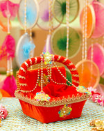 Red Velvet Laddu Gopal Regal Tokri Bed | 7.2 x 6.5 x 6.5 Inch