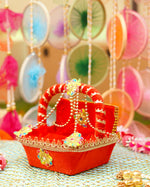 Red Velvet Laddu Gopal Regal Tokri Bed | 7.2 x 6.5 x 6.5 Inch
