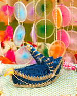 Laddu Gopal Premium Deep Blue Boat Bed | 13 x 7 x 4" (inches)