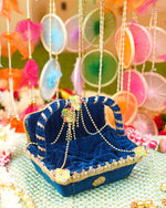 Navy Blue Velvet Laddu Gopal Regal Tokri Bed