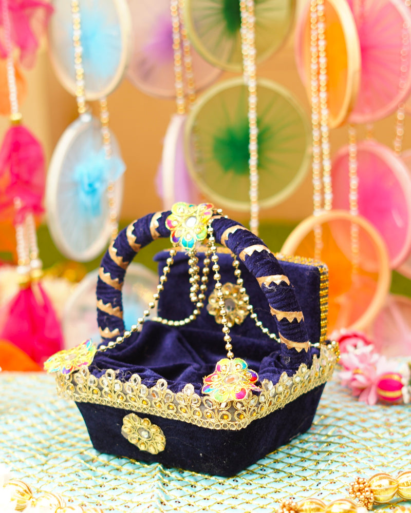 Indigo Velvet Laddu Gopal Regal Tokri Bed 6.5" | 162g