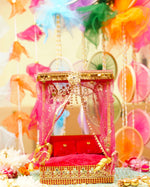 Pink Decorative Laddu Gopal Light Bangla with Bed 12 inch